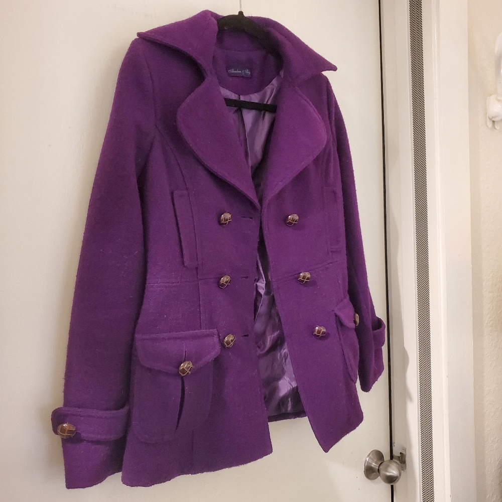 Purple pea coat, wool blend, size small from Aberdeen & Skye - Picture 2 of 11